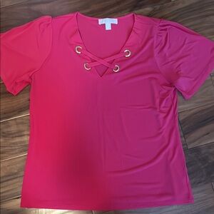 MICHAEL Michael Kors Pink Blouse with Tie Front Relaxed Style